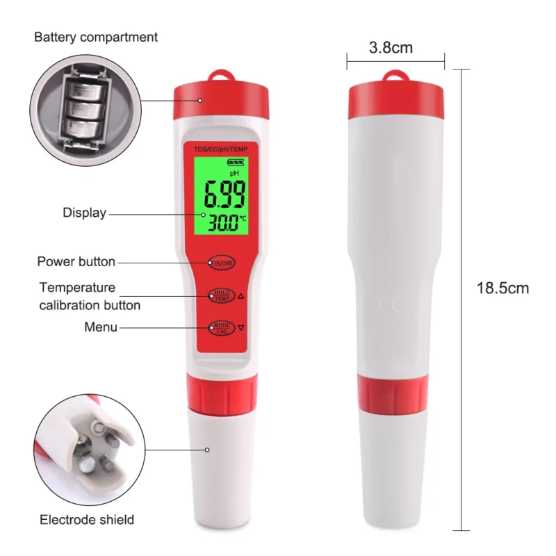 4-in-1 pH EC TDS Temp meter Grow Folk