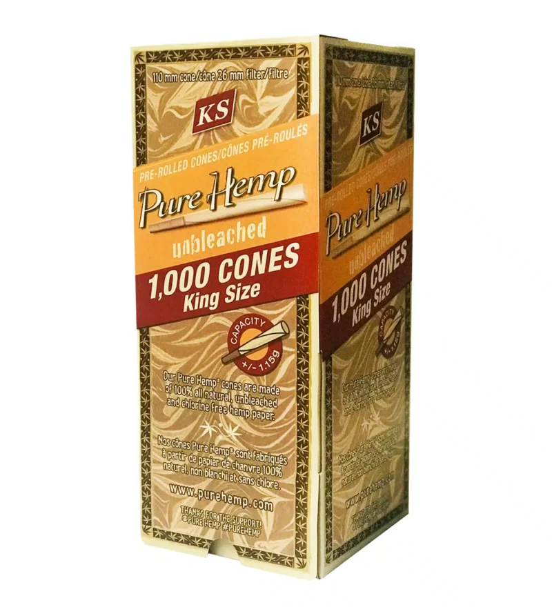 Pure Hemp - Kingsize Unbleached Cones - 1000 Cones