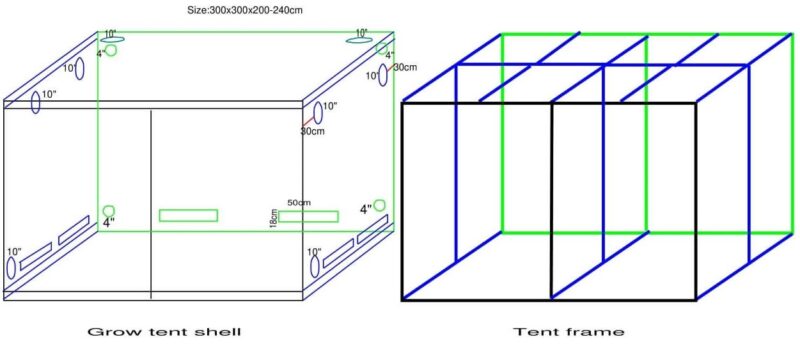 Grow Tent 300cm x 300cm x 220cm