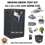 INDOOR GROW TENT KIT 1m x 1m x 2m with 200W LED