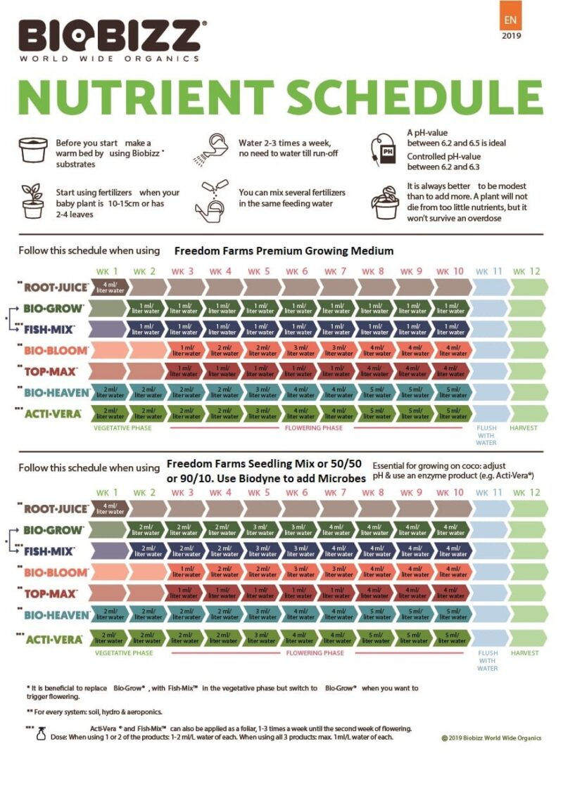 biobizz feeding schedule