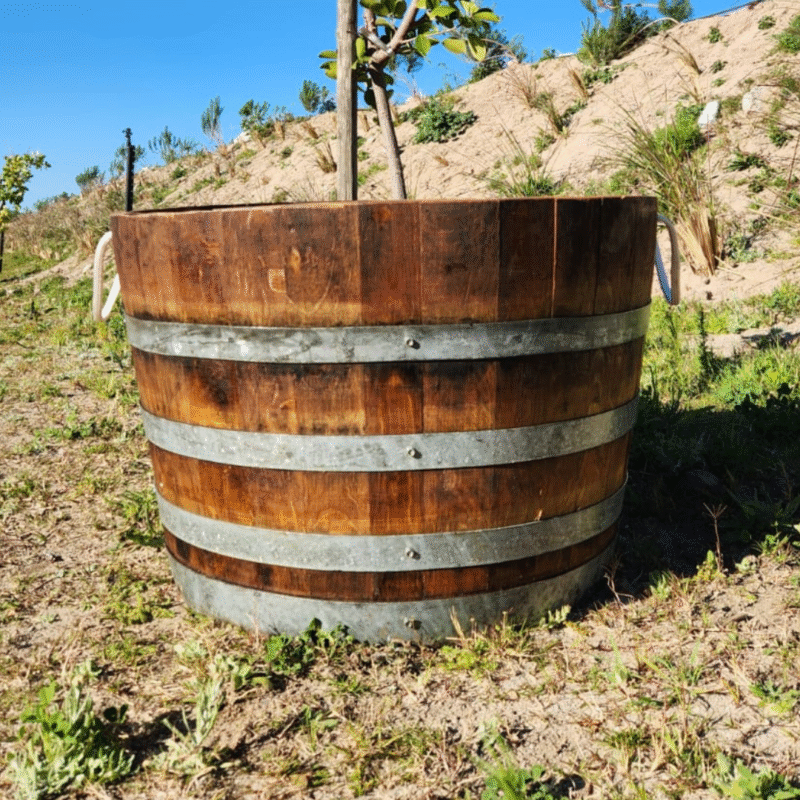 Oak Barrel Wooden Planter 150L - Image 3