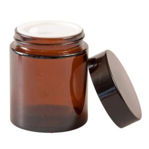 Amber Glass Jar 100g with Black Lid and Inner Lid Shive