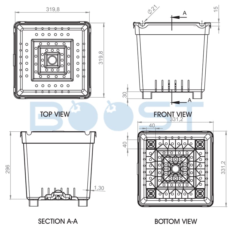 Boost Pot Square 25L Dark Grey 3 Boost Pot Square 25L Dark Grey - Image 3