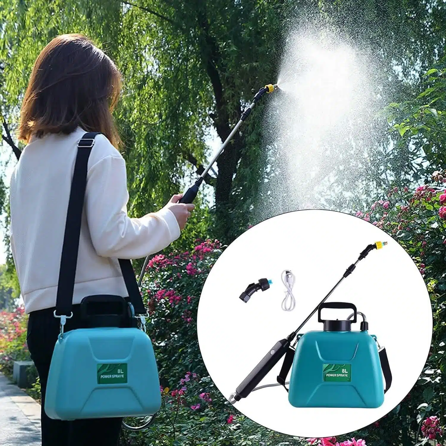 Garden Sprayer Electric 8L with Adjustable Nozzles 2 Garden Sprayer Electric 8L with Adjustable Nozzles - Image 2