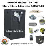 Indoor Grow Tent 1.2m x 1.2m x 2.2m with 450W LED Grow Light Kit