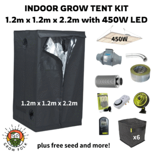 Indoor Grow Tent 1.2m x 1.2m x 2.2m with 450W LED Grow Light Kit