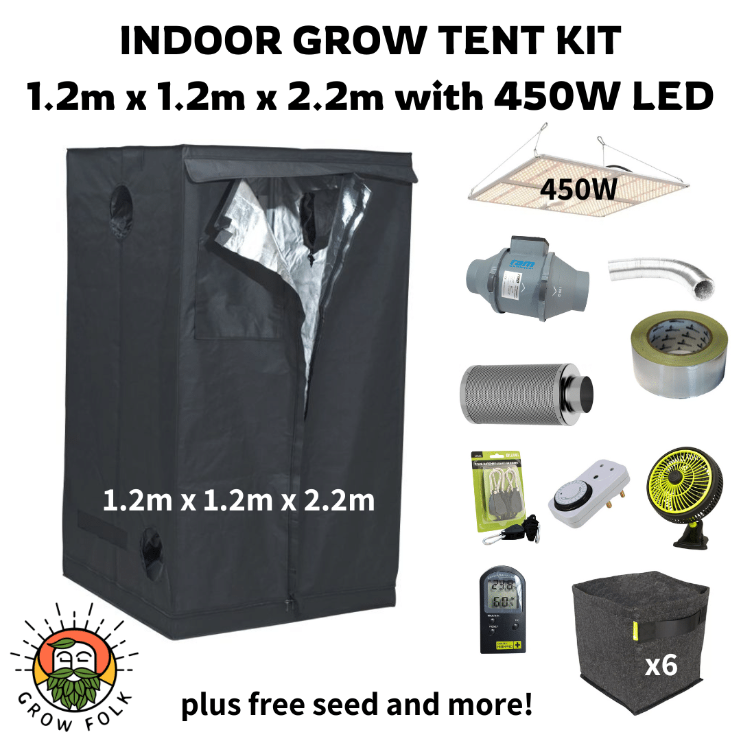 Indoor Grow Tent 1.2m x 1.2m x 2.2m with 450W LED Grow Light Kit 1 Indoor Grow Tent 1.2m x 1.2m x 2.2m with 450W LED Grow Light Kit