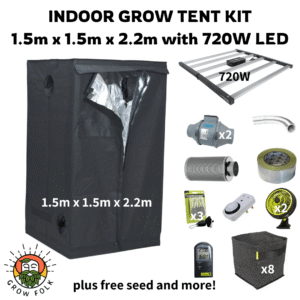 Indoor Grow Tent 1.5m x 1.5m x 2.2m with 720W LED Grow Light Kit