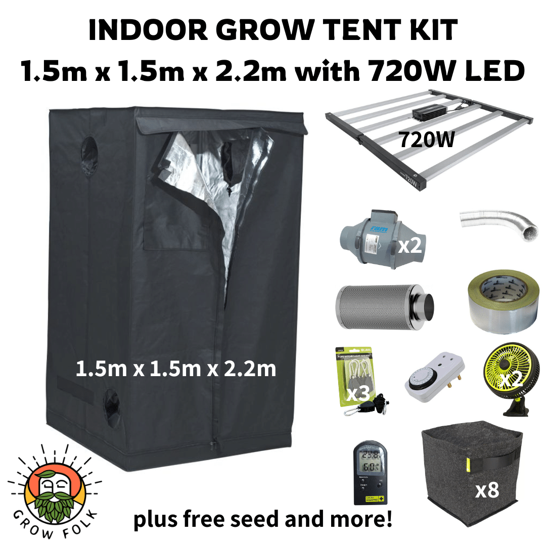 Indoor Grow Tent 1.5m x 1.5m x 2.2m with 720W LED Grow Light Kit 1 Indoor Grow Tent 1.5m x 1.5m x 2.2m with 720W LED Grow Light Kit