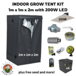 Indoor Grow Tent 1m x 1m x 2m with 200W LED Grow Light Kit
