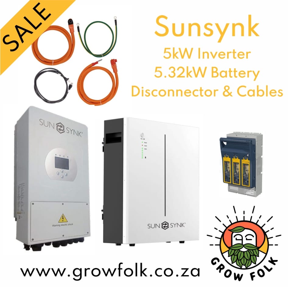Sunsynk 5kW Hybrid Inverter IP65 with 5.32kWh Lithium Battery and Disconnector with Cables Kit 1 Sunsynk 5kW Hybrid Inverter IP65 with 5.32kWh Lithium Battery and Disconnector with Cables Kit